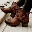 Dana | Women's Brown Lace Up Block Heel Ankle Boots with Chunky Leather