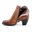 Elise | Women's Brown Leather Floral Ankle Boots with Block-Heel Comfortable Casual