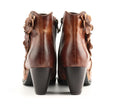 Elise | Women's Brown Leather Floral Ankle Boots with Block-Heel Comfortable Casual