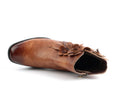Elise | Women's Brown Leather Floral Ankle Boots with Block-Heel Comfortable Casual