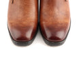 Elise | Women's Brown Leather Floral Ankle Boots with Block-Heel Comfortable Casual