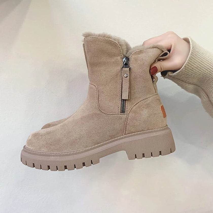 Freya | Women's Fur Lined Winter Ankle Boots with Chunky Suede Comfortable