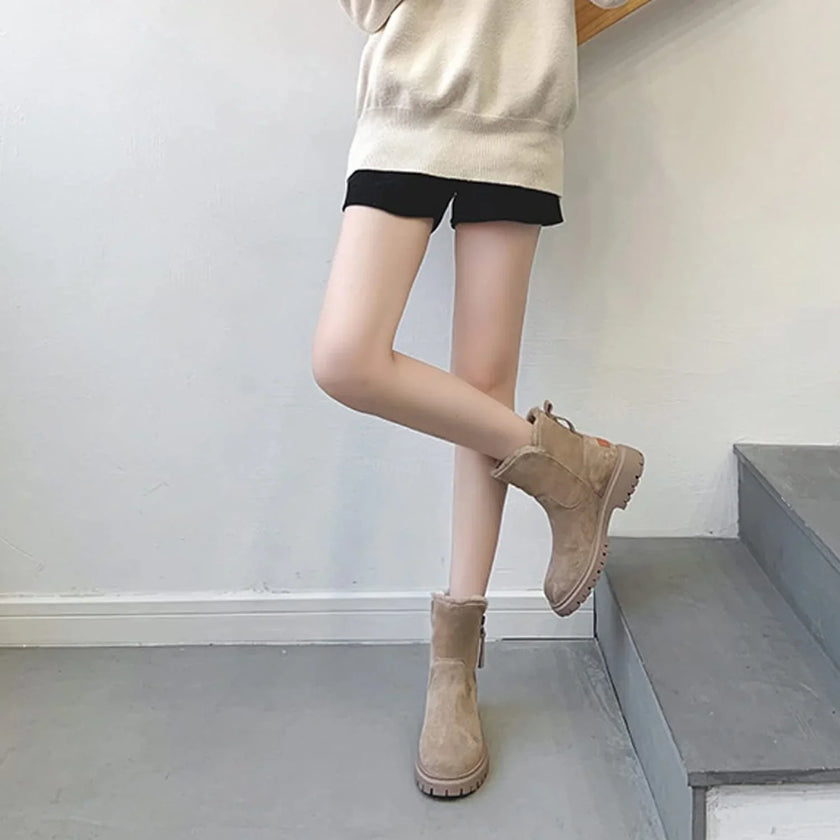 Freya | Women's Fur Lined Winter Ankle Boots with Chunky Suede Comfortable