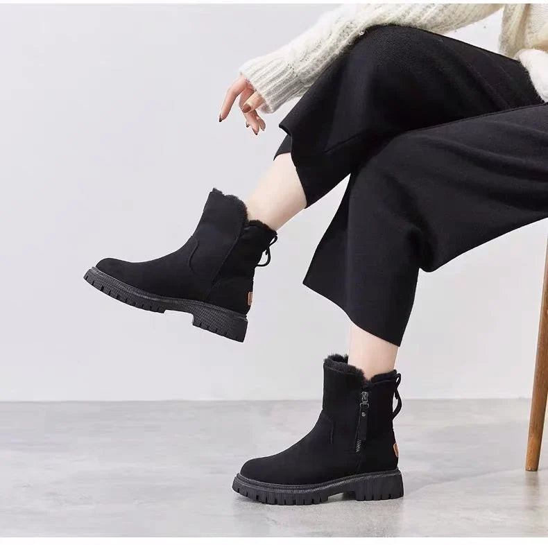 Freya | Women's Fur Lined Winter Ankle Boots with Chunky Suede Comfortable