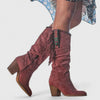 Sanne | Women's Knee High Fringed Block Heel Boots with Comfortable Casual