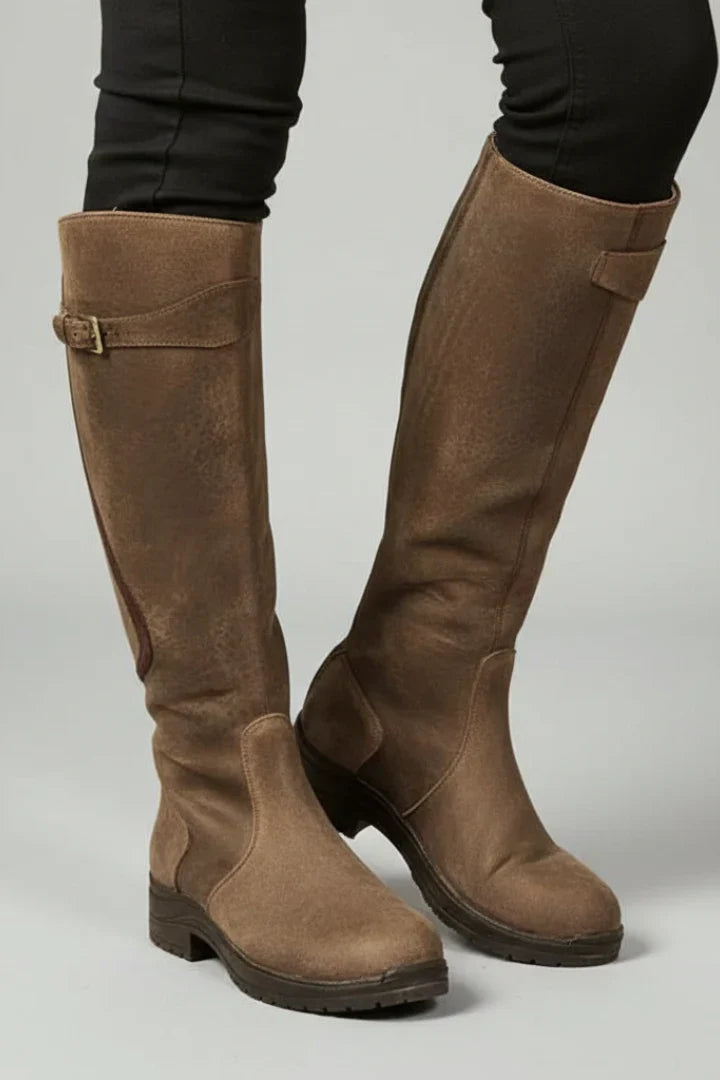 Freya | Women's Knee High Pull On Leather Boots with Comfortable Casual