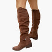 Freya | Women's Knee High Side Zip Block Heel Boots with Comfortable