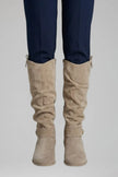 Freya | Women's Knee High Side Zip Suede Block Heel Boots with Comfortable