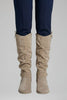 Freya | Women's Knee High Side Zip Suede Block Heel Boots with Comfortable
