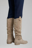 Freya | Women's Knee High Side Zip Suede Block Heel Boots with Comfortable