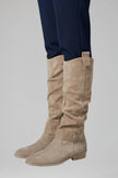 Freya | Women's Knee High Side Zip Suede Block Heel Boots with Comfortable
