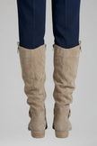 Freya | Women's Knee High Side Zip Suede Block Heel Boots with Comfortable