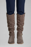 Freya | Women's Knee High Side Zip Suede Block Heel Boots with Comfortable