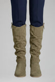 Freya | Women's Knee High Side Zip Suede Block Heel Boots with Comfortable