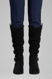 Freya | Women's Knee High Side Zip Suede Block Heel Boots with Comfortable