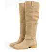 Freya | Women's Knee High Slouchy Suede Zipper Boots with Block-Heel Comfortable