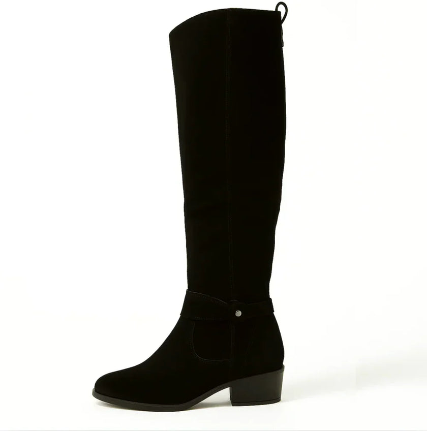Freya | Women's Knee High Slouchy Suede Zipper Boots with Block-Heel Comfortable