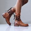 Freya | Women's Lace Up Ankle Studded Straps Boots with Pointed-Toe Comfortable