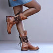 Freya | Women's Lace Up Ankle Studded Straps Boots with Pointed-Toe Comfortable