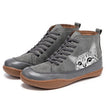 Freya | Women's Lace Up Cat Print Ankle Boots with Faux Leather