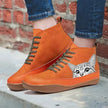 Freya | Women's Lace Up Cat Print Ankle Boots with Faux Leather