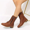 Amara | Women's Lace Up Side Zip Block Heel Boots with Comfortable