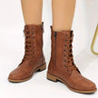 Amara | Women's Lace Up Side Zip Block Heel Boots with Comfortable