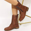 Amara | Women's Lace Up Side Zip Block Heel Boots with Comfortable