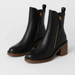 Freya | Women's Leather Ankle Side Zip Block Heel Boots with Comfortable