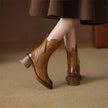 Freya | Women's Leather Ankle Side Zip Block Heel Boots with Comfortable