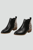 Freya | Women's Leather Leopard Print Side Zip Low Heel Boots with Comfortable