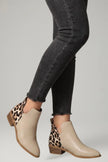 Freya | Women's Leather Leopard Print Side Zip Low Heel Boots with Comfortable