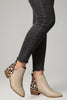Freya | Women's Leather Leopard Print Side Zip Low Heel Boots with Comfortable