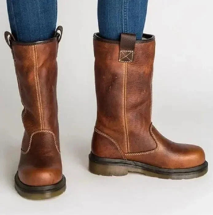 Puck | Women's Leather Lined Winter Fur Trim Boots with Comfortable Casual