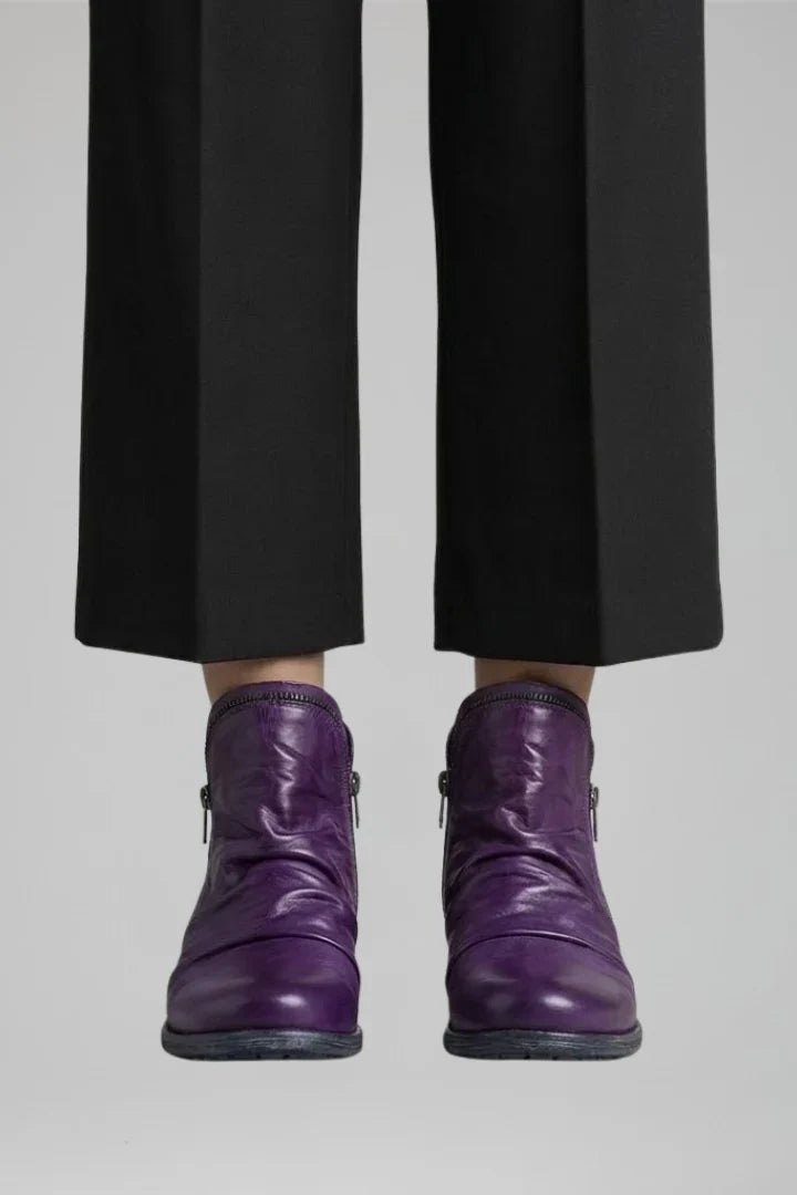 Freya | Women's Leather Side Zip Ankle Boots with Comfortable Casual Everyday