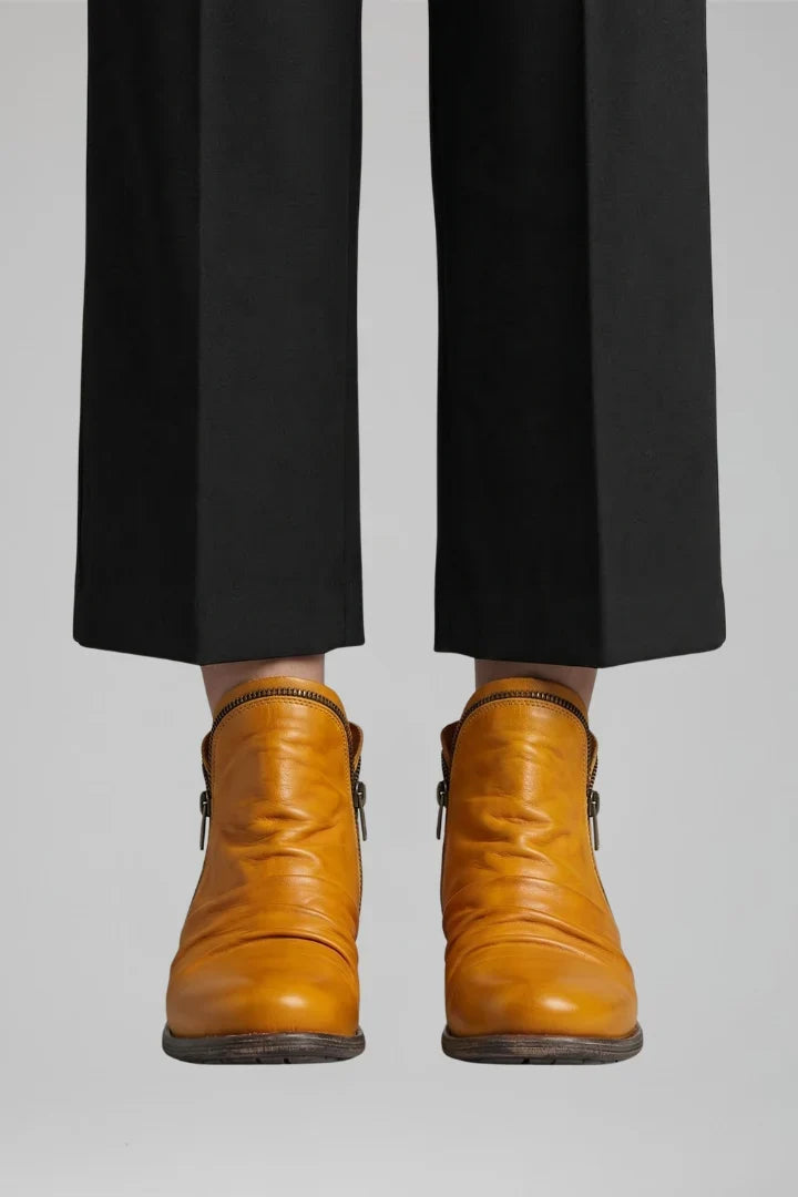 Freya | Women's Leather Side Zip Ankle Boots with Comfortable Casual Everyday