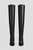 Freya | Women's Leather Slim Heel Zip Knee High Boots with Pointed-Toe