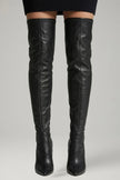 Freya | Women's Leather Slim Heel Zip Knee High Boots with Pointed-Toe