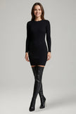 Freya | Women's Leather Slim Heel Zip Knee High Boots with Pointed-Toe