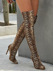Freya | Women's Over the Knee Stiletto Pointed Toe Snakeskin Boots with Slip-On