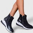 Elise | Women's Suede Ankle Wedge Side Zip Crocodile Detail Boots with Comfortable