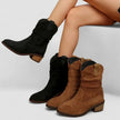 Elise | Women's Suede Block Heel Ruched Ankle Boots with Pointed-Toe Comfortable