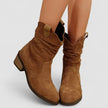 Elise | Women's Suede Block Heel Ruched Ankle Boots with Pointed-Toe Comfortable