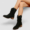 Elise | Women's Suede Block Heel Ruched Ankle Boots with Pointed-Toe Comfortable