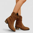 Elise | Women's Suede Block Heel Ruched Ankle Boots with Pointed-Toe Comfortable