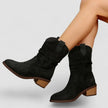 Elise | Women's Suede Block Heel Ruched Ankle Boots with Pointed-Toe Comfortable