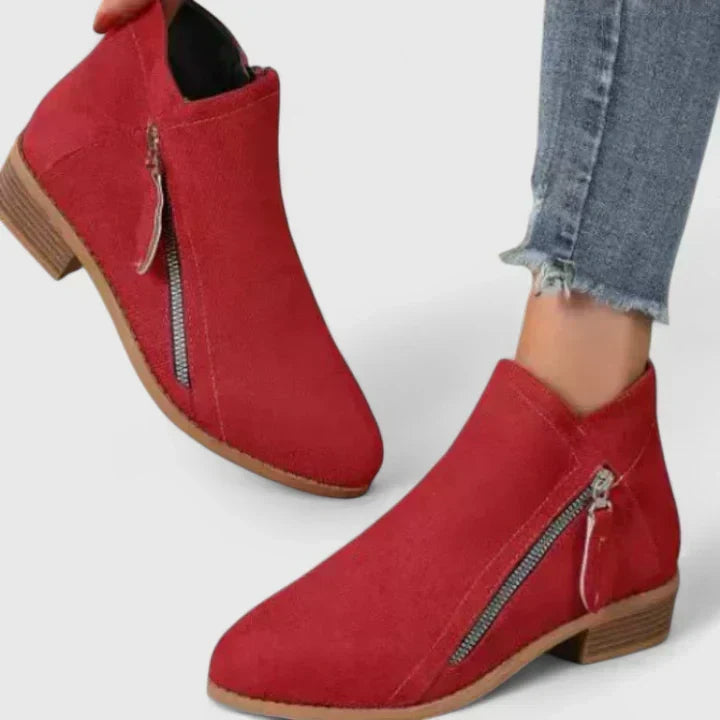 Freya | Women's Waterproof Zip Up Ankle Block Heel Boots with Comfortable