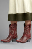 Freya | Women's Western Embroidered Leather Mid Calf Boots with Pointed-Toe Comfortable