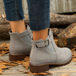 Nella | Women's Suede Round-Toe Buckle Chunky Chelsea Boots
