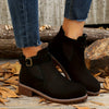 Nella | Women's Suede Round-Toe Buckle Chunky Chelsea Boots